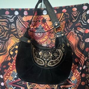 FOSSIL Black Embroidered Women's Bag